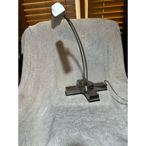 Portable Luminaire Desk Lamp Plug In Adjustable Brushed Steel Finish - Picture 2 of 5